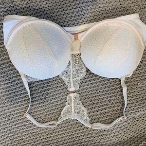 PINK white lace bra